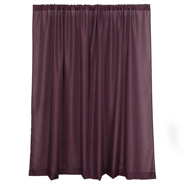 2 Pack Eggplant Polyester Event Curtain Drapes, 10ftx8ft Backdrop Event Panels With Rod Pockets 130 GSM
