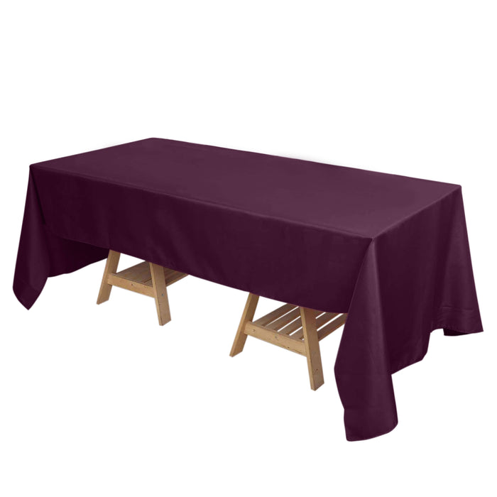 72x120Inch Eggplant Polyester Rectangle Tablecloth, Reusable Linen Tablecloth