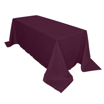 90"x132" Eggplant Seamless Polyester Rectangular Tablecloth for 6 Foot Table With Floor-Length Drop