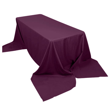 90"x156" Eggplant Seamless Polyester Rectangular Tablecloth for 8 Foot Table With Floor-Length Drop