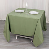 Elevate Your Event with the Dusty Sage Green Premium Seamless Polyester Square Table Overlay