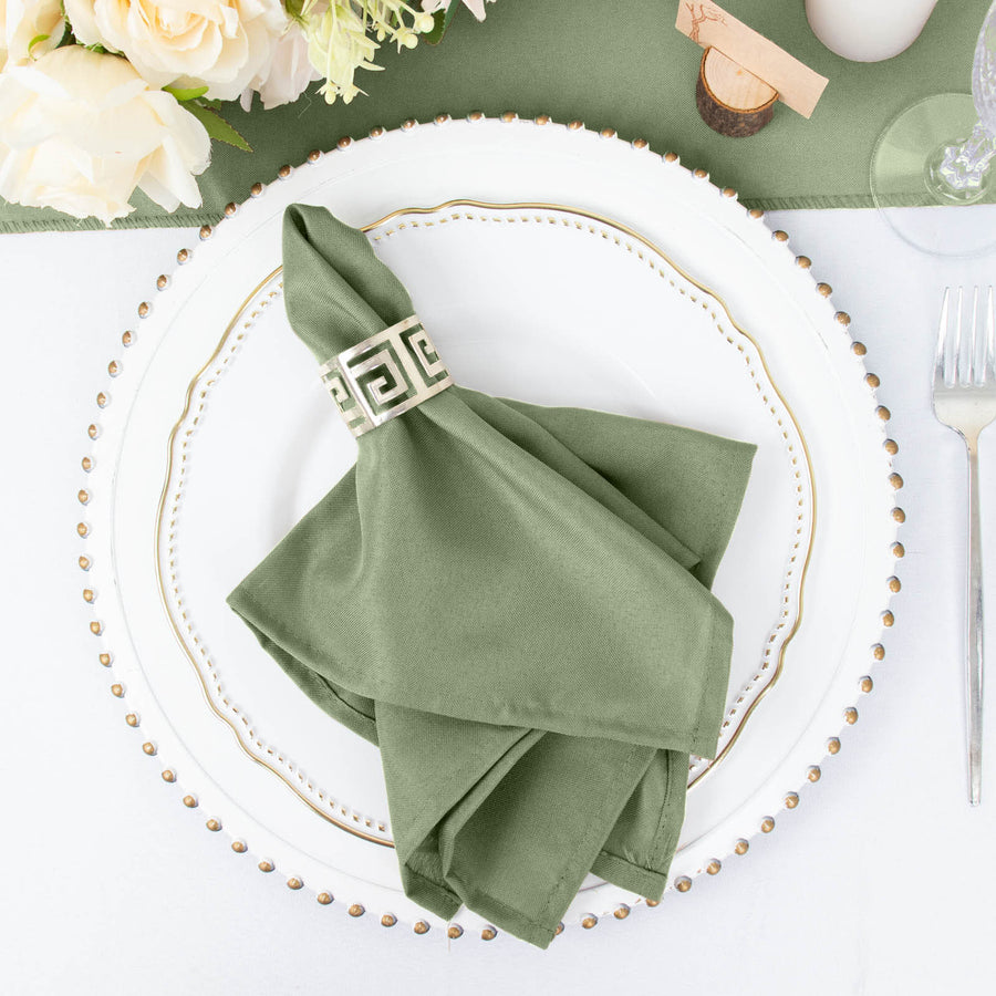 5 Pack | Eucalyptus Sage Green Seamless Cloth Dinner Napkins, Wrinkle Resistant Linen