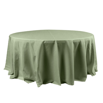 120" Dusty Sage Green Seamless Polyester Round Tablecloth for 5 Foot Table With Floor-Length Drop
