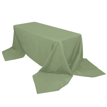 90"x156" Dusty Sage Green Seamless Premium Polyester Rectangular Tablecloth - 220GSM for 8 Foot Table With Floor-Length Drop