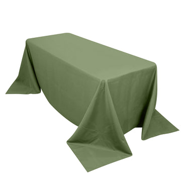 90"x132" Dusty Sage Green Seamless Premium Polyester Rectangular Tablecloth - 220GSM for 6 Foot Table With Floor-Length Drop