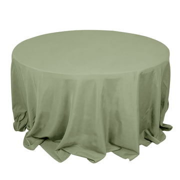 132" Dusty Sage Green Seamless Premium Polyester Round Tablecloth - 220GSM