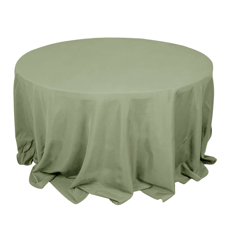 132inch Eucalyptus Sage Green 200 GSM Seamless Premium Polyester Round Tablecloth