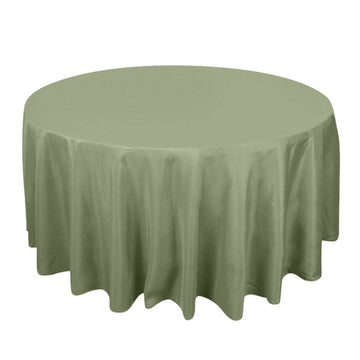 120" Dusty Sage Green Seamless Premium Polyester Round Tablecloth - 220GSM
