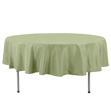90" Dusty Sage Green Seamless Premium Polyester Round Tablecloth - 220GSM