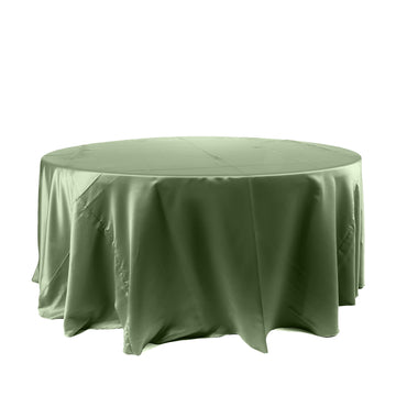 120" Dusty Sage Green Seamless Satin Round Tablecloth for 5 Foot Table With Floor-Length Drop