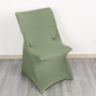 Upgrade Your Event with the Dusty Sage Green Spandex Fitted Folding Chair Cover