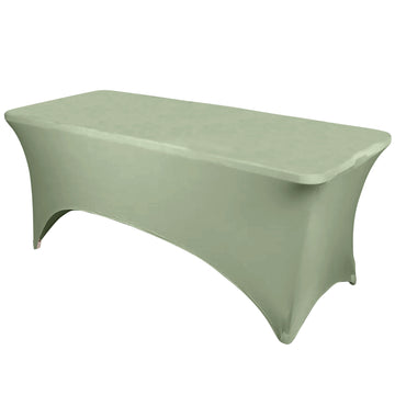 6ft Dusty Sage Green Spandex Fitted Rectangular Tablecloth