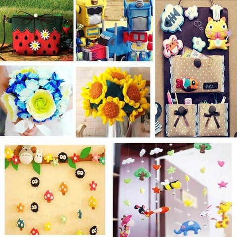 Craft felt sheets with glitter foam and party decorations