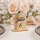 20 Pack Natural Rustic Wooden Arch 1-20 Table Numbers With Holder Base - 4.5inch Tall