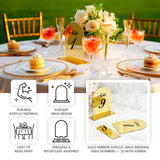 Gold Mirror Arch Acrylic Table Numbers (1-10) - 6\"x7\" Wedding Reception Signs with Black Print