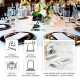 Silver Mirror Arch Acrylic Table Numbers (11-20) - 6\"x7\" Wedding Reception Signs with Black Print