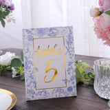 25 Pack White Blue Wedding Table Numbers With Chinoiserie Floral