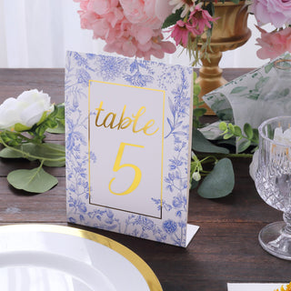 Elevate Your Wedding Decor with White Blue Double Sided Paper Table Sign Cards