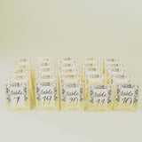 25 Pack White Metallic Gold Wedding Table Numbers With French Toile Floral