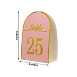 25 Pack Blush Arch Table Numbers Tent Cards with Metallic Gold Foil 1-25 Numbers Print