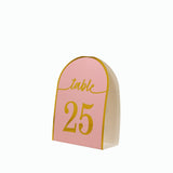 25 Pack Blush Arch Table Numbers Tent Cards with Metallic Gold Foil 1-25 Numbers Print#whtbkgd