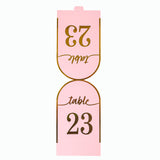 25 Pack Blush Arch Table Numbers Tent Cards with Metallic Gold Foil 1-25 Numbers Print