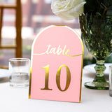 25 Pack Blush Arch Table Numbers Tent Cards with Metallic Gold Foil 1-25 Numbers Print