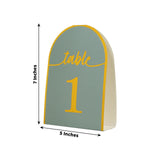 25 Pack Dusty Blue Arch Table Numbers Tent Cards with Metallic Gold Foil