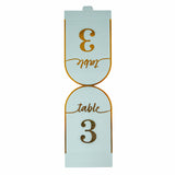 25 Pack Dusty Blue Arch Table Numbers Tent Cards with Metallic Gold Foil