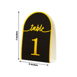 25 Pack Black Arch Table Numbers Tent Cards with Metallic Gold Foil 1-25 Numbers Print