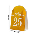 25-Pack 7inch Disposable Table Numbers, Metallic Gold Free Standing Double Sided Table