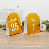 25-Pack 7inch Disposable Table Numbers, Metallic Gold Free Standing Double Sided Table Number Place