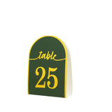 25 Pack Hunter Emerald Green Arch Table Numbers Tent Cards with Metallic Gold Foil#whtbkgd