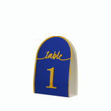 25 Pack Royal Blue Arch Table Numbers Tent Cards with Metallic Gold Foil 1-25 Numbers Print#whtbkgd