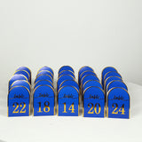 25 Pack Royal Blue Arch Table Numbers Tent Cards with Metallic Gold Foil 1-25 Numbers Print