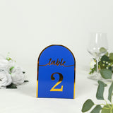 25 Pack Royal Blue Arch Table Numbers Tent Cards with Metallic Gold Foil 1-25 Numbers Print