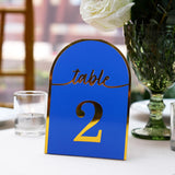 25 Pack Royal Blue Arch Table Numbers Tent Cards with Metallic Gold Foil 1-25 Numbers Print