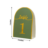 25 Pack Sage Green Arch Table Numbers Tent Cards with Metallic Gold Foil 1-25 Numbers Print