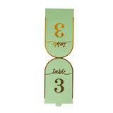 25 Pack Sage Green Arch Table Numbers Tent Cards with Metallic Gold Foil 1-25 Numbers Print