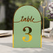 25 Pack Sage Green Arch Table Numbers Tent Cards with Metallic Gold Foil 1-25 Numbers Print