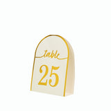 25 Pack White Arch Table Numbers Tent Cards with Metallic Gold Foil 1-25 Numbers Print#whtbkgd