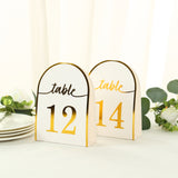 25 Pack White Arch Table Numbers Tent Cards with Metallic Gold Foil 1-25 Numbers Print