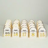 25 Pack White Arch Table Numbers Tent Cards with Metallic Gold Foil 1-25 Numbers Print