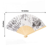 5-Pack Paper Folding Fans Party Favors in White & Black French Toile Pattern, Handheld Fans