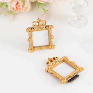 Add a Touch of Opulence with the Gold Resin Royal Crown Square Picture Frame Party Favors