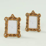 4 Pack White Resin Vintage Ornate Photo Frames, Rectangle Mini Picture Frame Party Favor