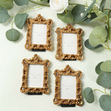 4 Pack White Resin Vintage Ornate Photo Frames, Rectangle Mini Picture Frame Party Favor