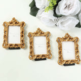 4 Pack White Resin Vintage Ornate Photo Frames, Rectangle Mini Picture Frame Party Favor