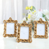 4 Pack White Resin Vintage Ornate Photo Frames, Rectangle Mini Picture Frame Party Favor