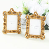 4 Pack White Resin Vintage Ornate Photo Frames, Rectangle Mini Picture Frame Party Favor